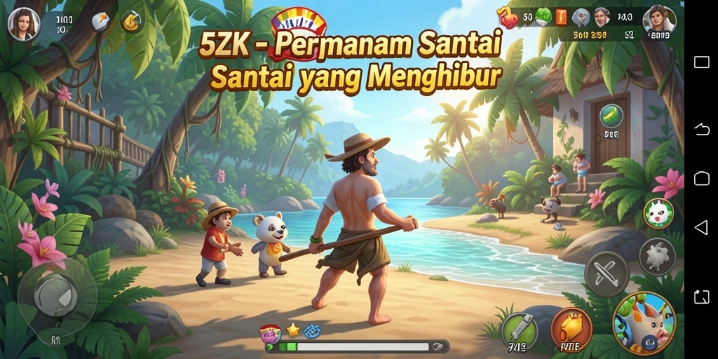 Tampilan gameplay <strong>5ZK</strong> yang ceria dan penuh warna.