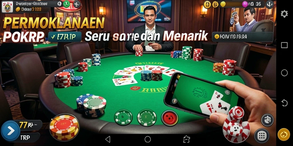 Screenshot tampilan gameplay Poker yang mendebarkan di 77RP.