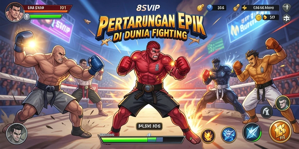 Tampilan gameplay seru di 8SVIP saat karakter bertarung di arena.