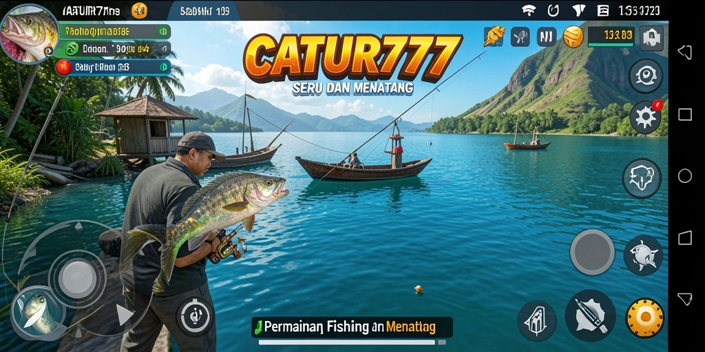 Screenshot gameplay CATUR777 yang menunjukkan pengalaman memancing seru.