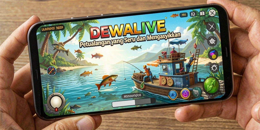Tampilan gameplay menakjubkan dari DEWALIVE saat memancing di danau.