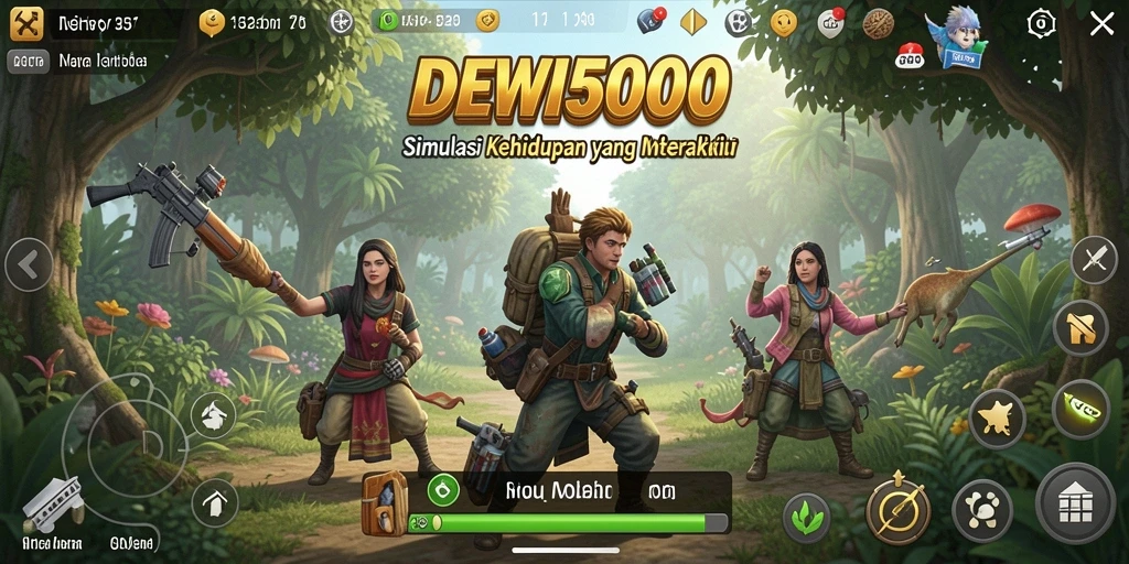 Tampilan utama DEWI5000 yang menampilkan simulasi kehidupan yang realistis.