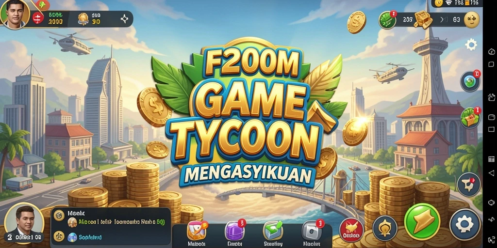 Screenshot menunjukkan gameplay seru F200M dengan elemen Tycoon.