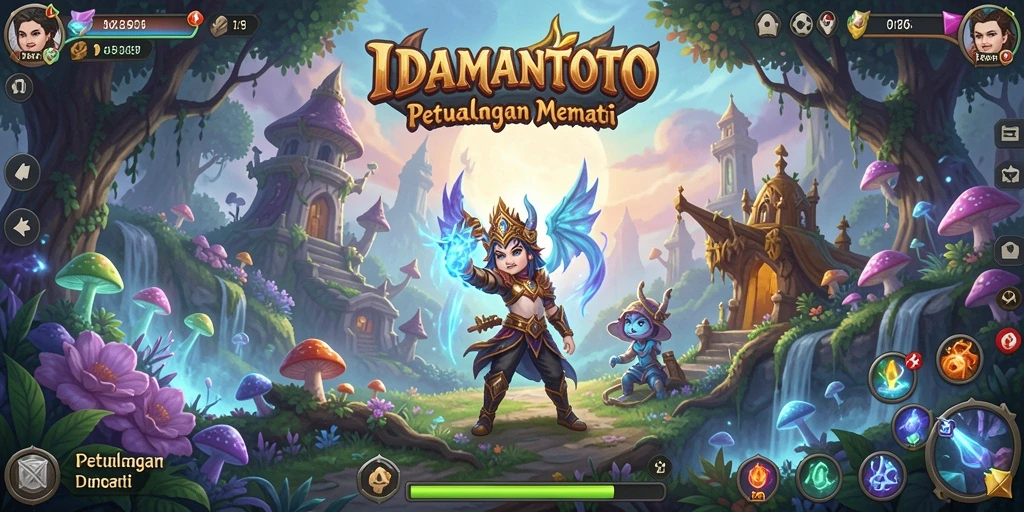 Screenshot gameplay IDAMANTOTO menampilkan petualangan seru di dunia fantasi.