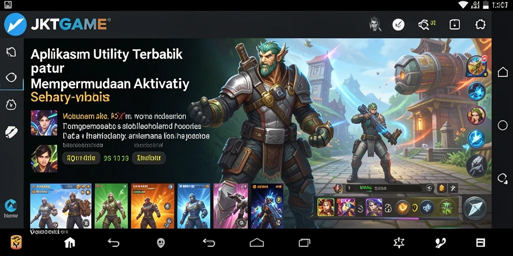 Tampilan antarmuka JKTGAME dengan fitur-fitur Utility yang menarik.