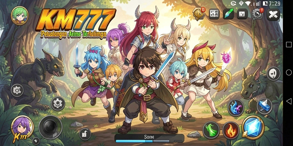 Tampilan gameplay KM777 yang memukau dalam dunia Anime.