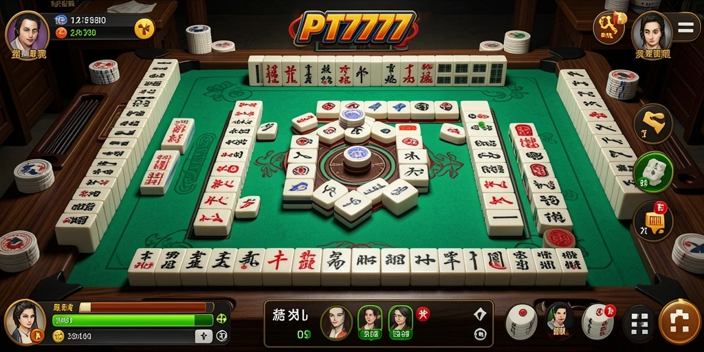 Tampilan gameplay seru dari PT777 dengan ubin Mahjong yang menarik.
